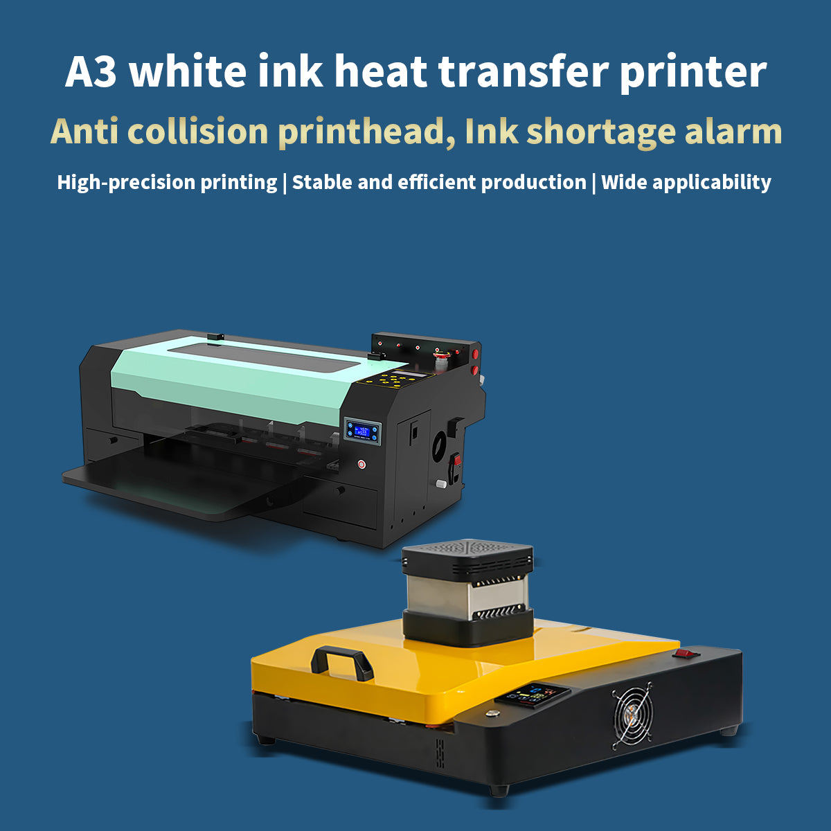 A3 white ink hot stamping shaking powder machine A3 dual head DTF printer powder spraying shaking powder drying integrated machine Ke style hot stamping