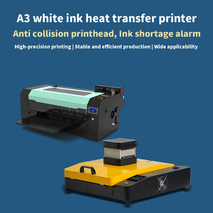 A3 white ink hot stamping shaking powder machine A3 dual head DTF printer powder spraying shaking powder drying integrated machine Ke style hot stamping