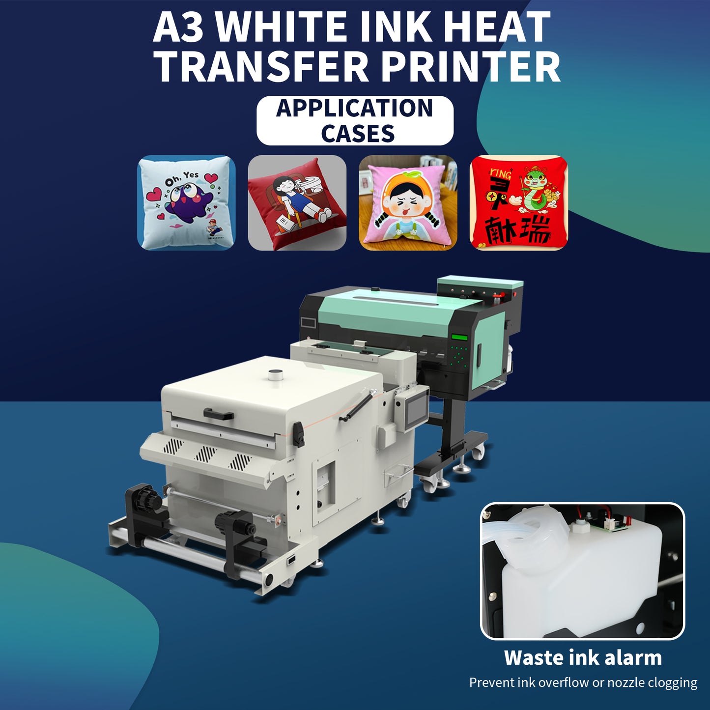 A3 white ink hot stamping shaking powder machine A3 dual head DTF printer powder spraying shaking powder drying integrated machine Ke style hot stamping