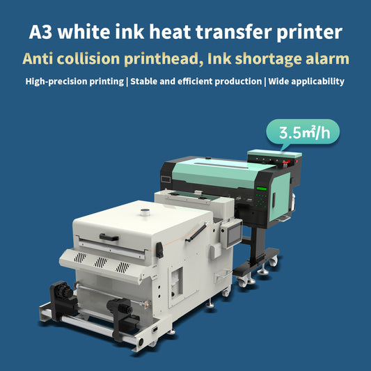 A3 white ink hot stamping shaking powder machine A3 dual head DTF printer powder spraying shaking powder drying integrated machine Ke style hot stamping