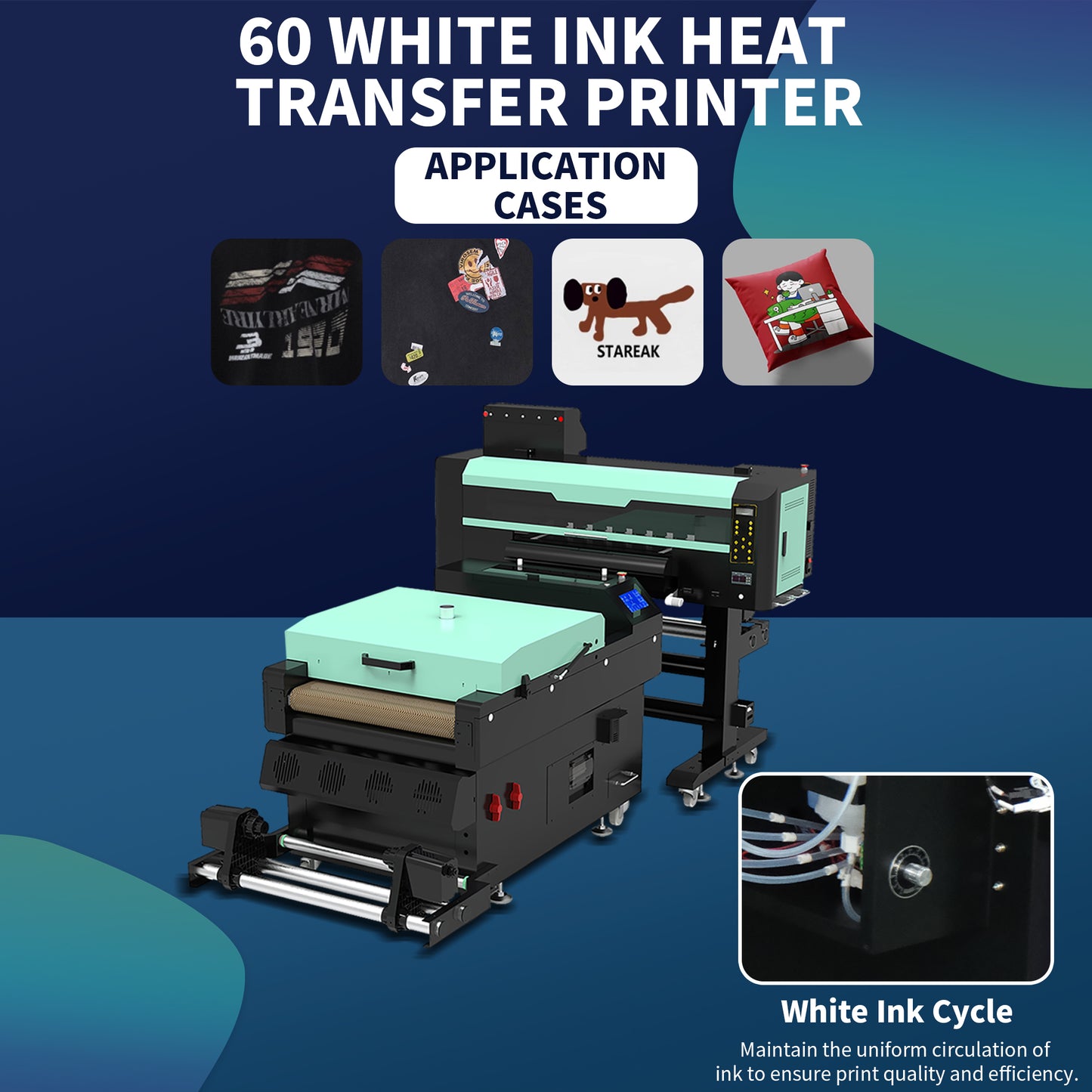 The new 2025 A1 wide DTF printer from IndoTech features four EPSON print nozzles for T-shirts, hats, sporting goods, socks, jeans and more.