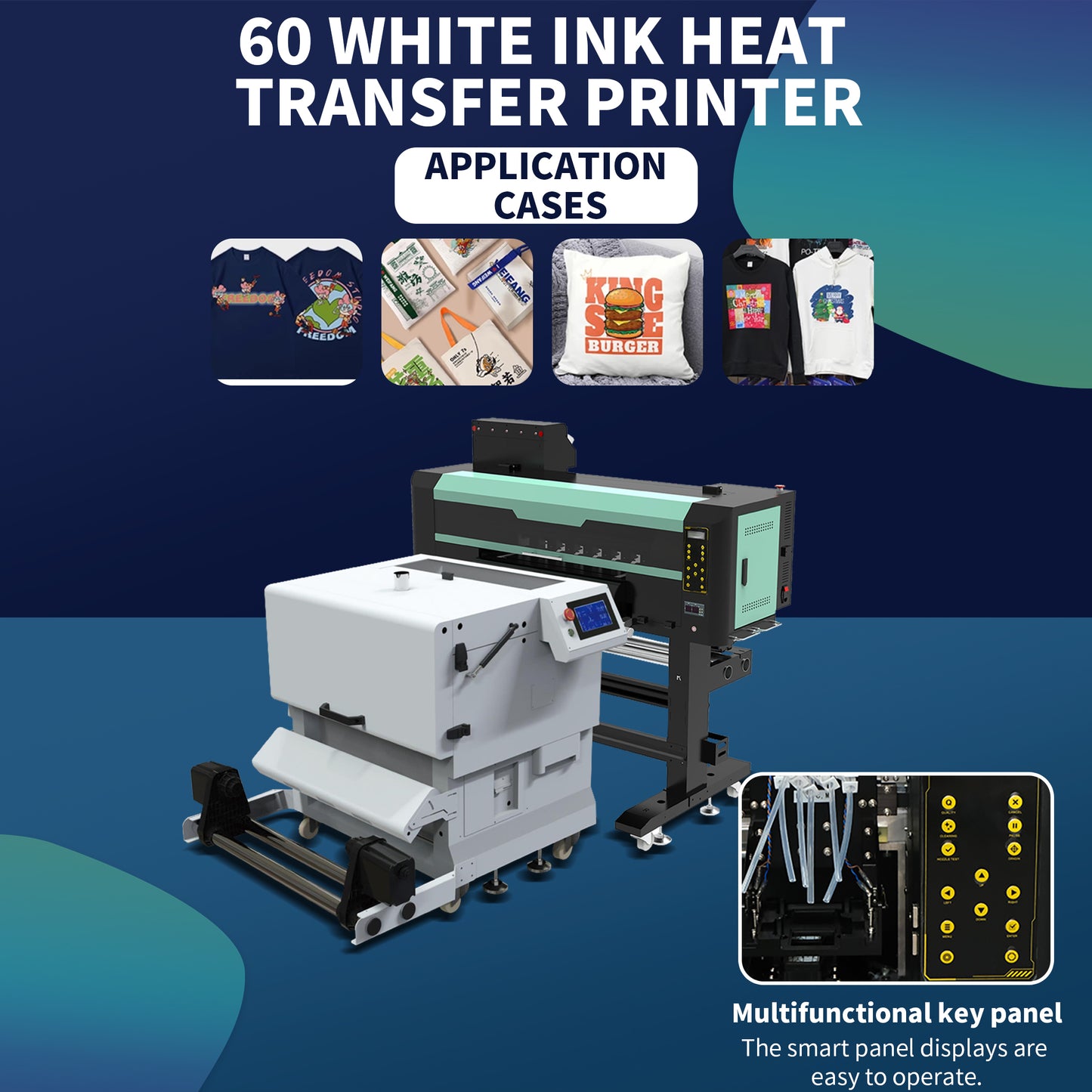2 head A1 white ink hot stamping printer, heat transfer printing machine for clothes, DTF digital offset clothing T-shirt pattern printing machine