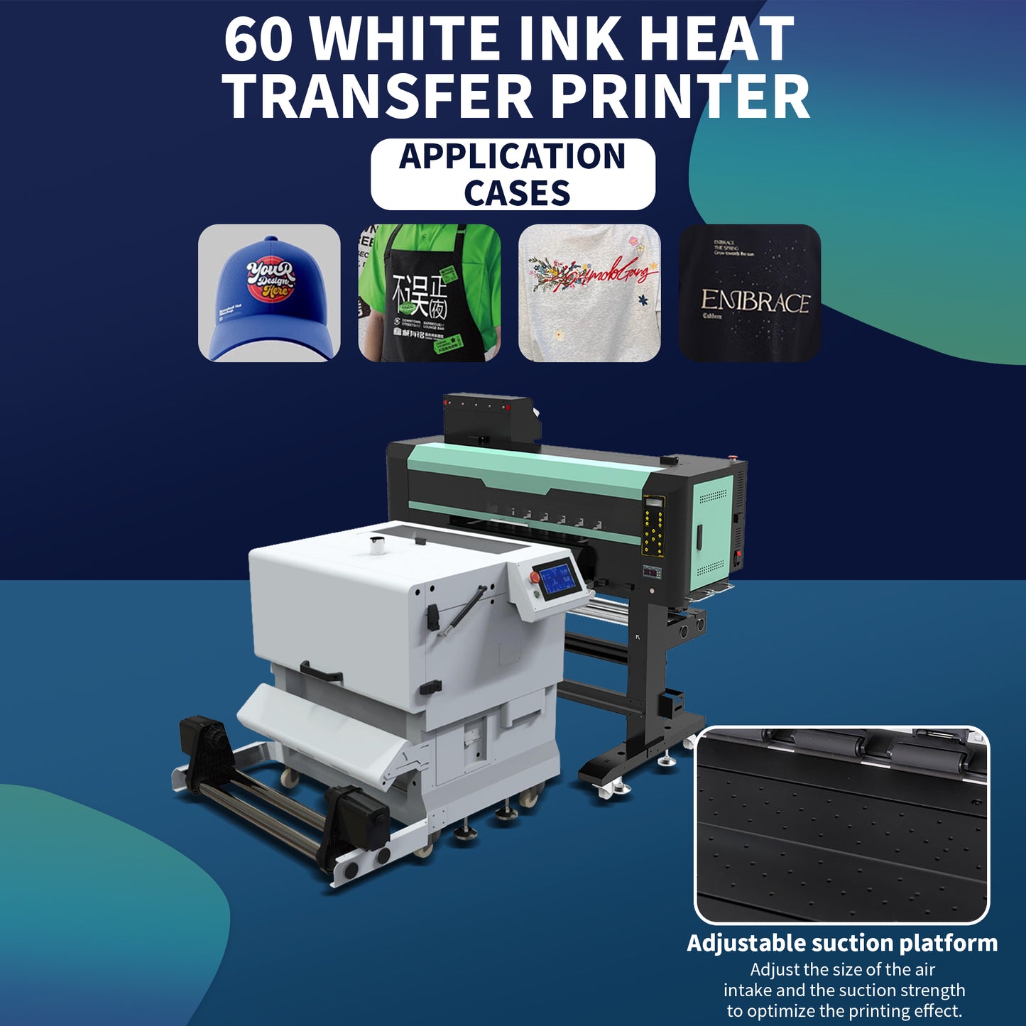 2 head A1 white ink hot stamping printer, heat transfer printing machine for clothes, DTF digital offset clothing T-shirt pattern printing machine
