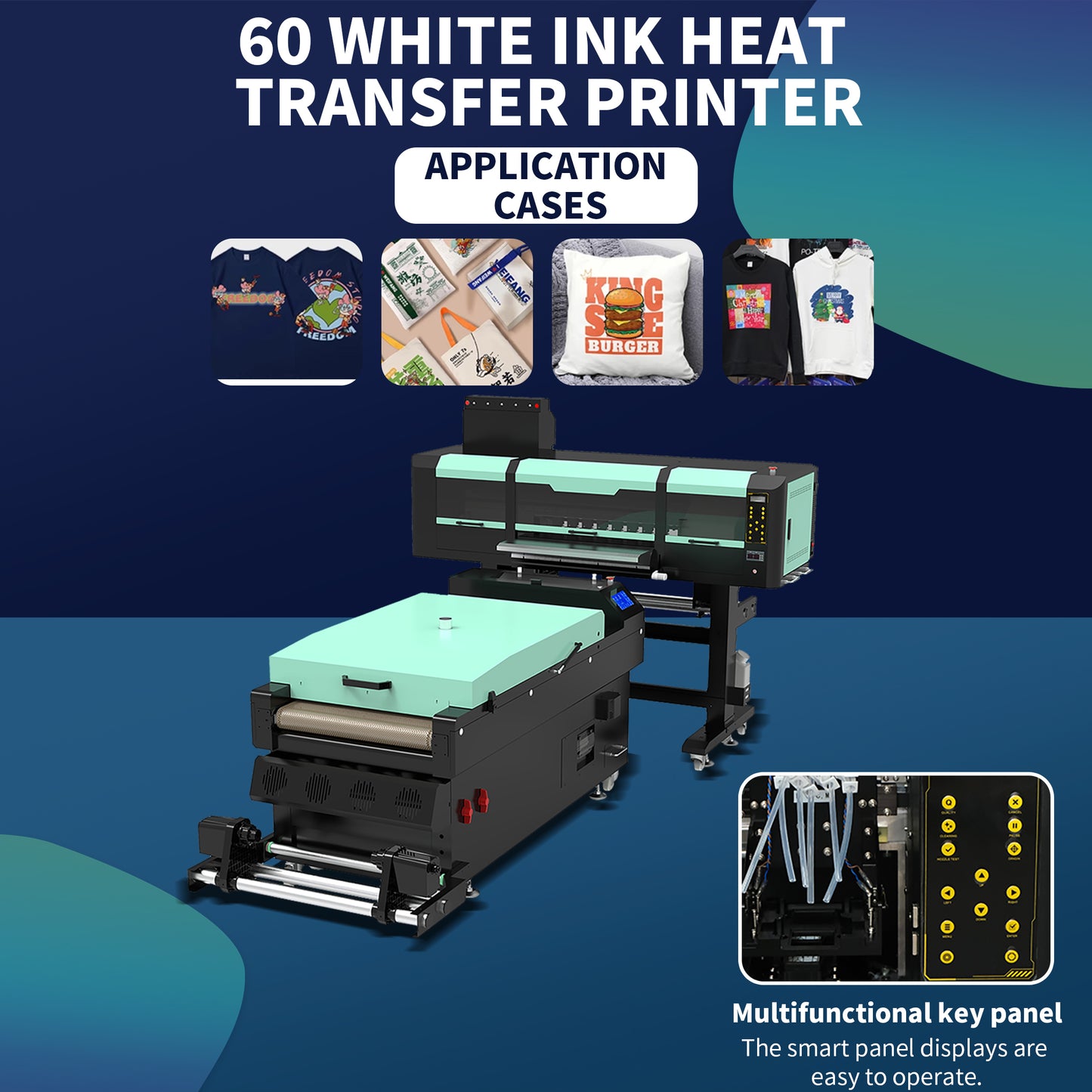 4 heads in stock 60cm dual head white ink hot stamping machine, clothing T-shirt pattern hot stamping transfer DTF white ink printer