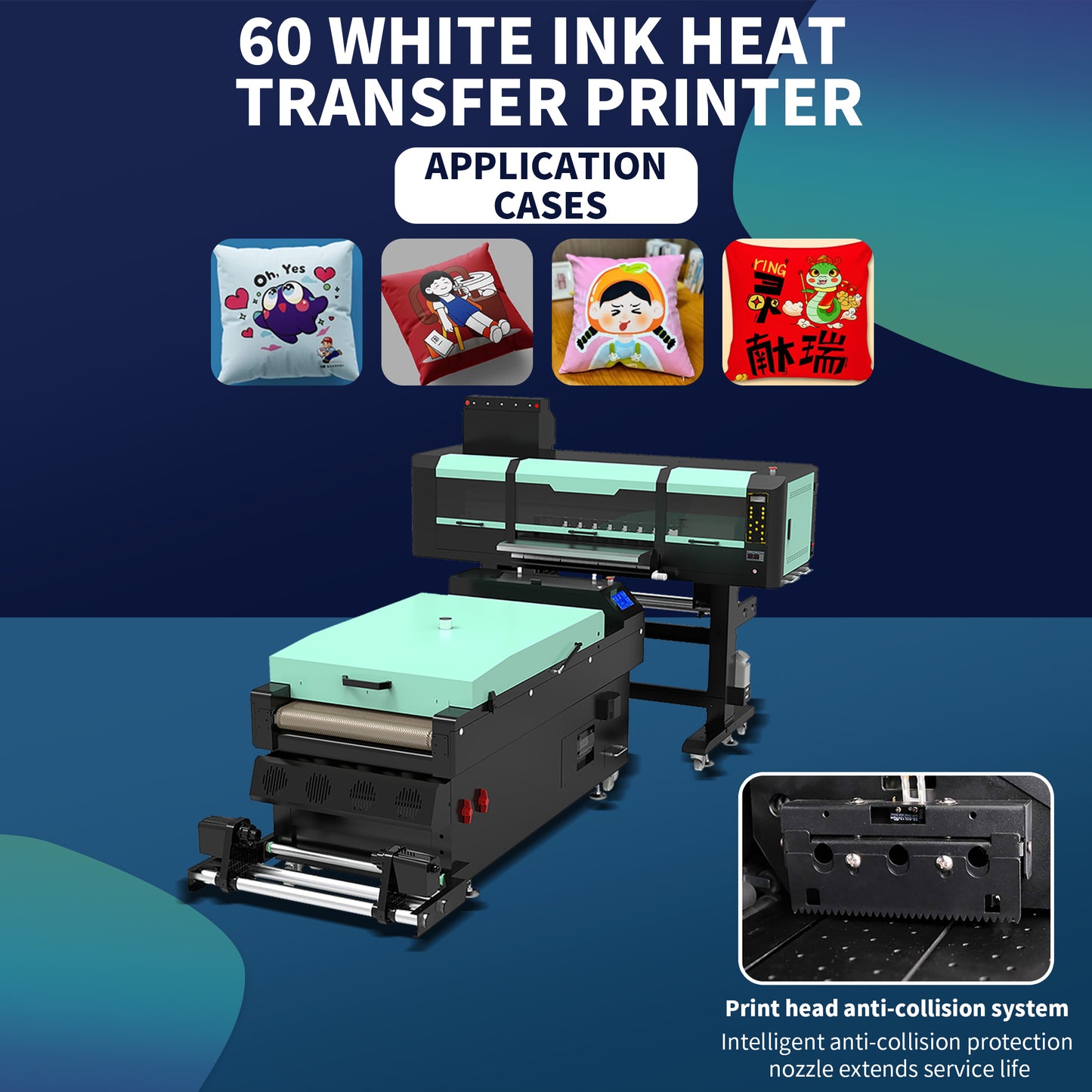 4 heads in stock 60cm dual head white ink hot stamping machine, clothing T-shirt pattern hot stamping transfer DTF white ink printer