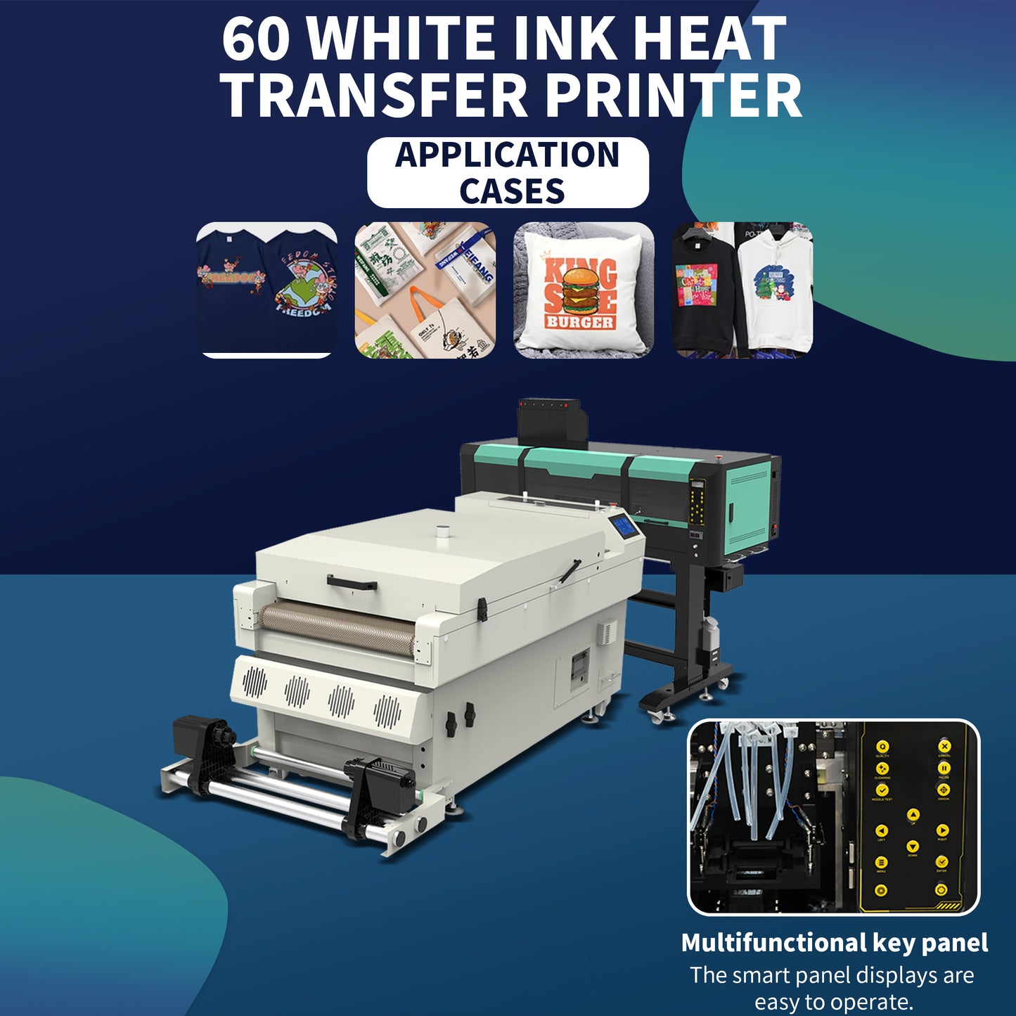 5-head manufacturer dtf white ink hot stamping printer t-shirt clothing hoodie printing machine white ink shaking powder drying all-in-one machine - base